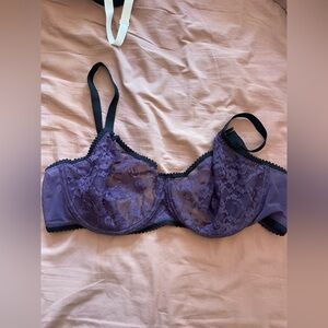 Natori Lace Underwire Bra in Deep Purple and Black